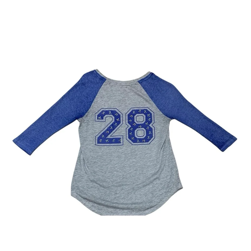 DISNEY PARKS Mickey Mouse Youth Raglan Shirt Kids Small Blue Gray